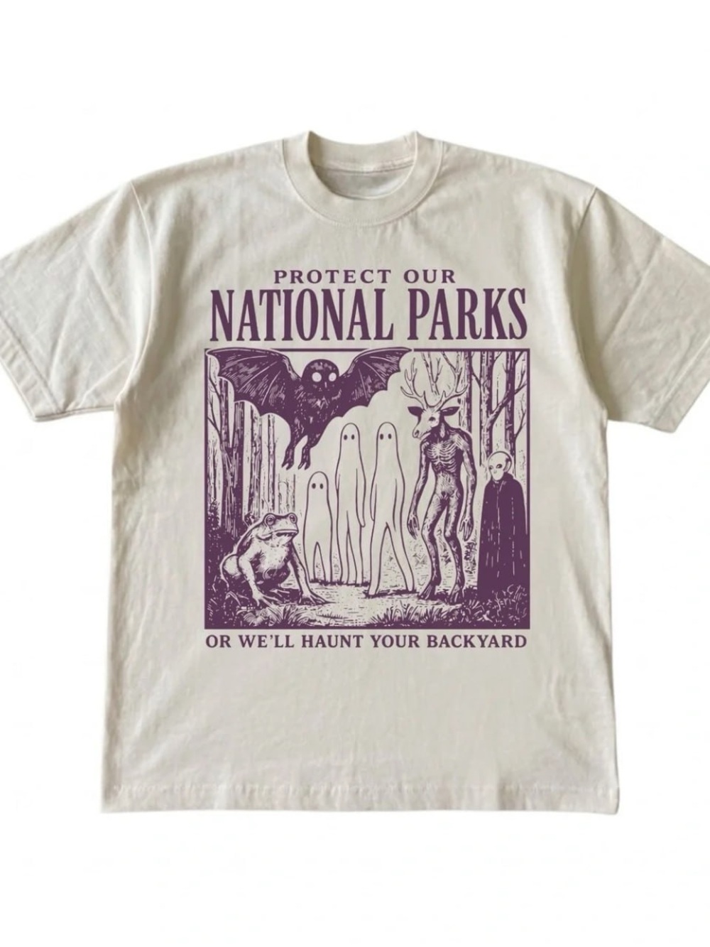 Gildan Cream Tee with Protect Our National Parks Graphic